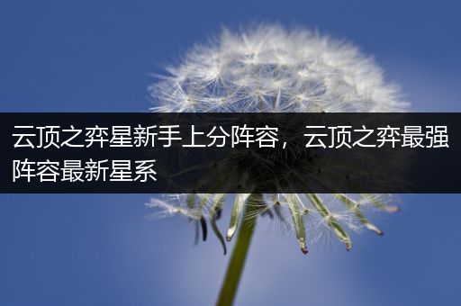 云顶之弈星新手上分阵容，云顶之弈最强阵容最新星系
