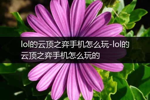 lol的云顶之弈手机怎么玩-lol的云顶之弈手机怎么玩的