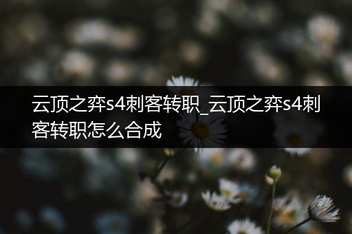 云顶之弈s4刺客转职_云顶之弈s4刺客转职怎么合成