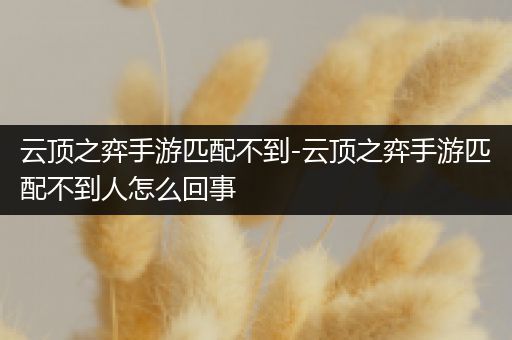 云顶之弈手游匹配不到-云顶之弈手游匹配不到人怎么回事