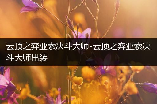 云顶之弈亚索决斗大师-云顶之弈亚索决斗大师出装