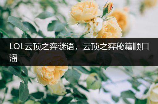 LOL云顶之弈谜语，云顶之弈秘籍顺口溜