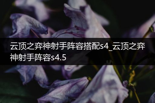 云顶之弈神射手阵容搭配s4_云顶之弈神射手阵容s4.5