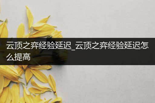 云顶之弈经验延迟_云顶之弈经验延迟怎么提高