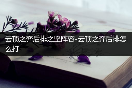 云顶之弈后排之坚阵容-云顶之弈后排怎么打