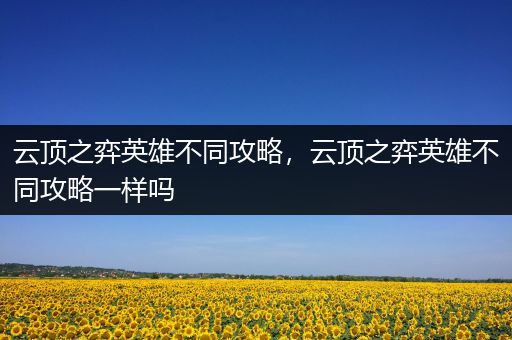 云顶之弈英雄不同攻略，云顶之弈英雄不同攻略一样吗