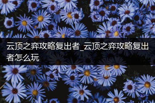 云顶之弈攻略复出者_云顶之弈攻略复出者怎么玩