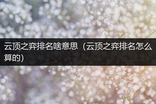 云顶之弈排名啥意思（云顶之弈排名怎么算的）