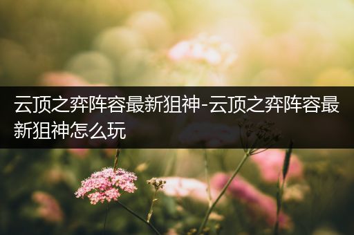 云顶之弈阵容最新狙神-云顶之弈阵容最新狙神怎么玩