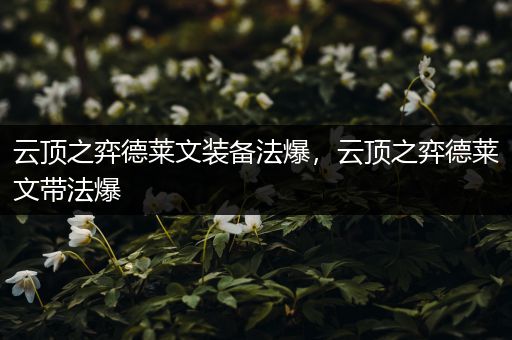云顶之弈德莱文装备法爆，云顶之弈德莱文带法爆